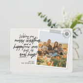 Frohe Weihnachten Real Hugs Script Gray Foto (Stehend Vorderseite)