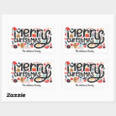 Frohe Weihnachten Rechteckiger Aufkleber (Blatt)