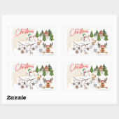 Frohe Weihnachten Rechteckiger Aufkleber (Blatt)