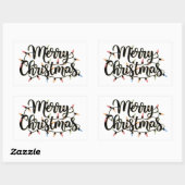 Frohe Weihnachten Rechteckiger Aufkleber (Blatt)