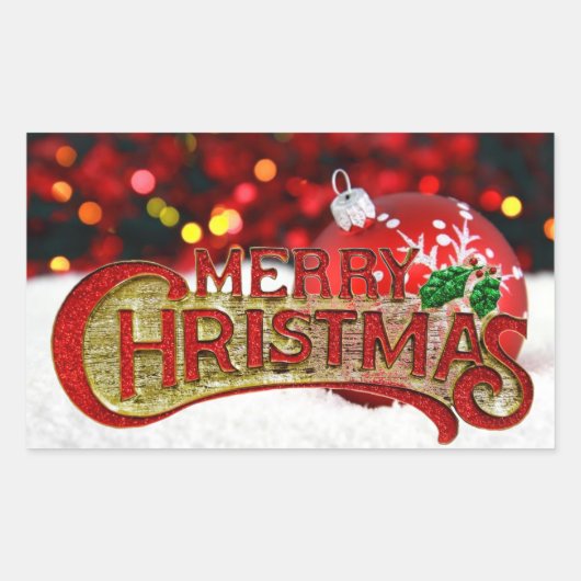 Frohe Weihnachten Rechteckiger Aufkleber (Vorderseite)
