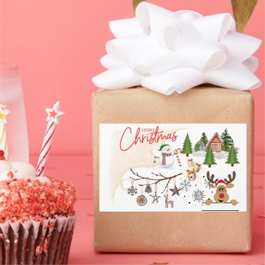 Frohe Weihnachten Rechteckiger Aufkleber (Party)