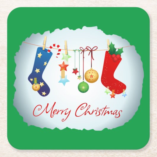 Frohe Weihnachten Rechteckiger Pappuntersetzer (Vorderseite)