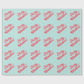 Frohe Weihnachten Red Aqua Retro Urlaub Geschenkpapier (Flach)