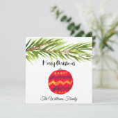 Frohe Weihnachten Red Bauble Xmas Vintag Retro Karte (Stehend Vorderseite)