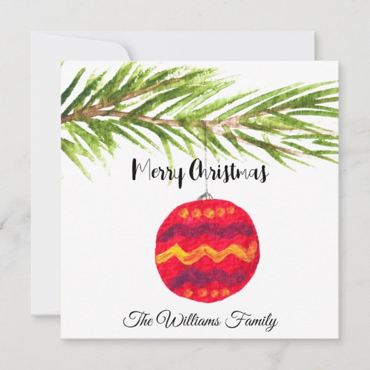 Frohe Weihnachten Red Bauble Xmas Vintag Retro Karte (Vorderseite)