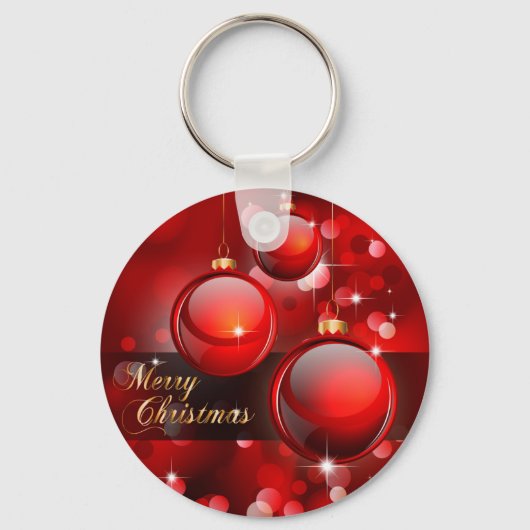 Frohe Weihnachten Red Baubles Schlüsselanhänger (Vorderseite)