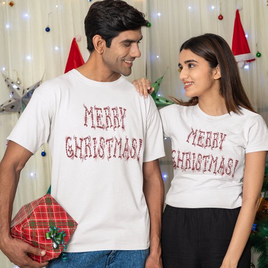 Frohe Weihnachten Red Baubles & Stars Unisex T-Shirt