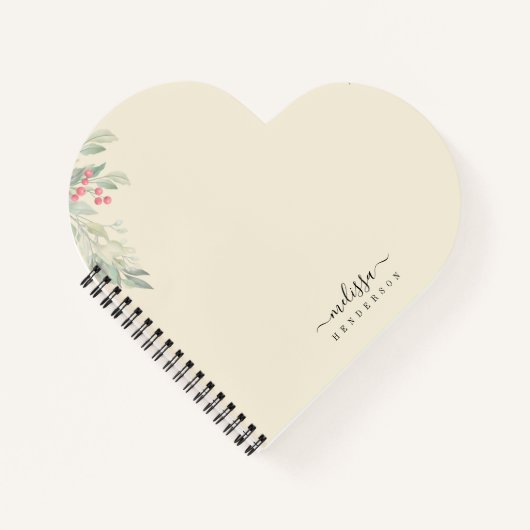 Frohe Weihnachten Red Berries Botanischer Urlaub Notizblock (Vorderseite)