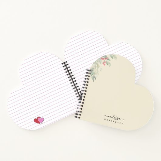 Frohe Weihnachten Red Berries Botanischer Urlaub Notizblock (Innenseite)