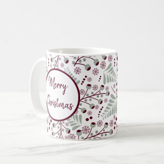 Frohe Weihnachten Red Berries Kaffeetasse (Vorderseite Links)