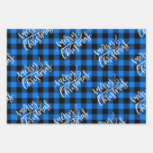 Frohe Weihnachten Red Blue Green Buffalo Kariert Geschenkpapier Set (Vorderseite 2)