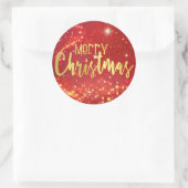 Frohe Weihnachten, Red Bokeh, Gold und White Light Runder Aufkleber (Tasche)