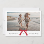 Frohe Weihnachten RED bow BLACK ink Foto Holiday (Vorderseite)