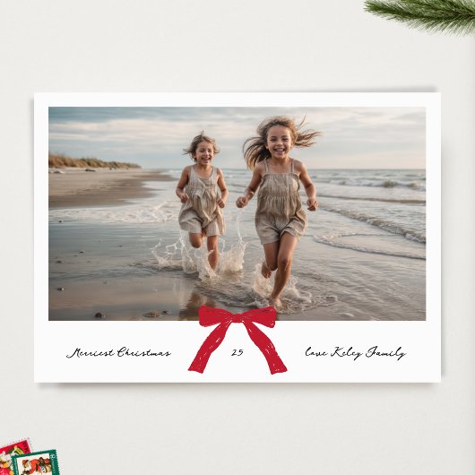 Frohe Weihnachten RED bow BLACK ink Foto Holiday