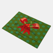 Frohe Weihnachten Red Bow Holly & Snowflakes Willk Fußmatte (Schrägansicht)