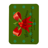 Frohe Weihnachten Red Bow Holly und Schneeflocken Magnet (Vertikal)