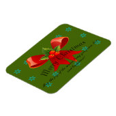 Frohe Weihnachten Red Bow Holly und Schneeflocken Magnet (Linke Seite)