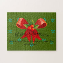 Frohe Weihnachten Red Bow Holly und Schneeflocken