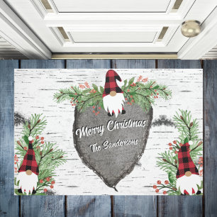Frohe Weihnachten Red Buffalo Kariert Gnomes Grüne Fußmatte