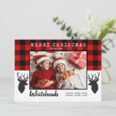Frohe Weihnachten Red Buffalo Kariert Hirsche Foto (Stehend Vorderseite)