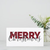 Frohe Weihnachten Red Buffalo Kariert und kalligra (Stehend Vorderseite)