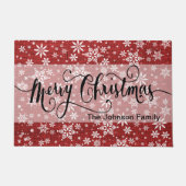Frohe Weihnachten Red Burlap Snowflake Muster Fußmatte (Vorderseite)