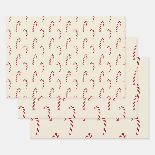 Frohe Weihnachten Red Candy Canes Geschenkpapier Set (Set)