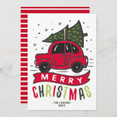 Frohe Weihnachten Red Car Tree Name Template Niedl (Vorne/Hinten)