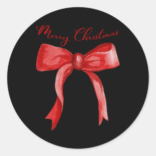 Frohe Weihnachten Red Coquette Bow fröhlich und he Runder Aufkleber