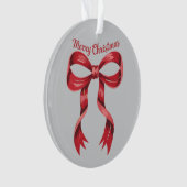 Frohe Weihnachten Red Coquette Bow Girly Ornament (Vorderseite)