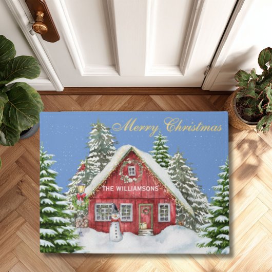 Frohe Weihnachten Red Country House Schnee Fußmatte