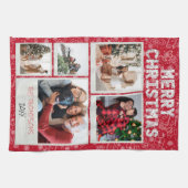 Frohe Weihnachten Red Doodles 5 Foto Familiengesch Geschirrtuch (Horizontal)