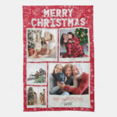 Frohe Weihnachten Red Doodles 5 Foto Familiengesch Geschirrtuch (Vertikal)