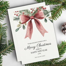 Frohe Weihnachten Red Elegant Wassercolor Bow