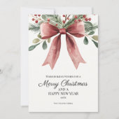 Frohe Weihnachten Red Elegant Wassercolor Bow (Vorderseite)