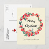 Frohe Weihnachten Red Floral Holiday Wreath Custom (Vorne/Hinten)