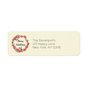 Frohe Weihnachten Red Floral Watercolor Wreath