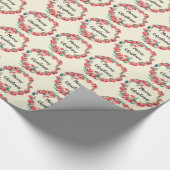 Frohe Weihnachten Red Floral Watercolor Wreath Geschenkpapier (Ecke)