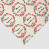 Frohe Weihnachten Red Floral Watercolor Wreath Seidenpapier (Ausschnitt)