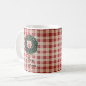 Frohe Weihnachten Red Gingham Kariert Wreath Kaffeetasse (Vorderseite Links)