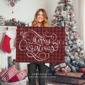 Frohe Weihnachten Red Gingham Script Typografie Fleecedecke
