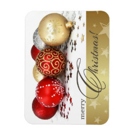 Frohe Weihnachten. Red Gold Baubles Geschenk Magnet
