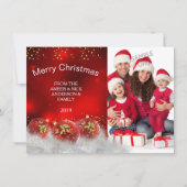 Frohe Weihnachten Red Gold Holly baubles Einladung (Vorderseite)