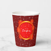 Frohe Weihnachten Red Gold Snowflakes Pappbecher (Rückseite)
