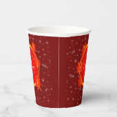 Frohe Weihnachten Red Gold Snowflakes Pappbecher (Rechts)