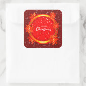 Frohe Weihnachten Red Gold Snowflakes Quadratischer Aufkleber (Tasche)