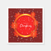 Frohe Weihnachten Red Gold Snowflakes Serviette (Vorderseite)