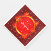 Frohe Weihnachten Red Gold Snowflakes Serviette (Ecke)