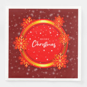 Frohe Weihnachten Red Gold Snowflakes Serviette (Vorderseite)